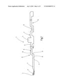 KNITTING MACHINE NEEDLE WITH MEANDERING SLIT CURVE diagram and image