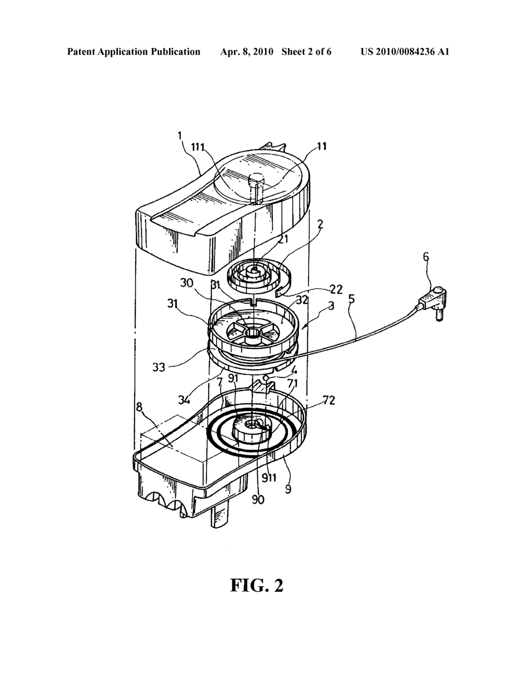 POWER ADAPTOR WITH SINGLE-PULL CABLE ROLL-UP - diagram, schematic, and image 03