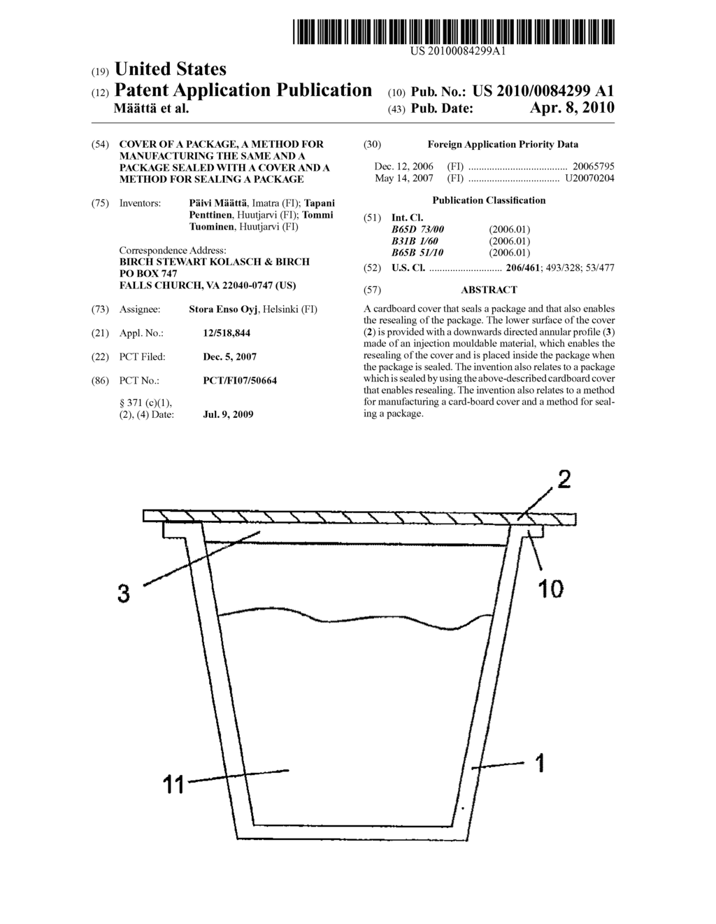 COVER OF A PACKAGE, A METHOD FOR MANUFACTURING THE SAME AND A PACKAGE SEALED WITH A COVER AND A METHOD FOR SEALING A PACKAGE - diagram, schematic, and image 01