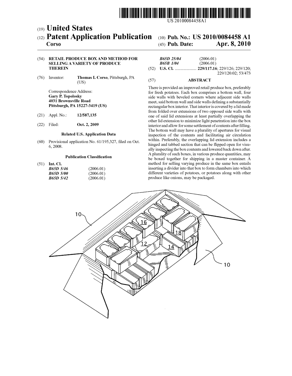 Retail produce box and method for selling a variety of produce therein - diagram, schematic, and image 01