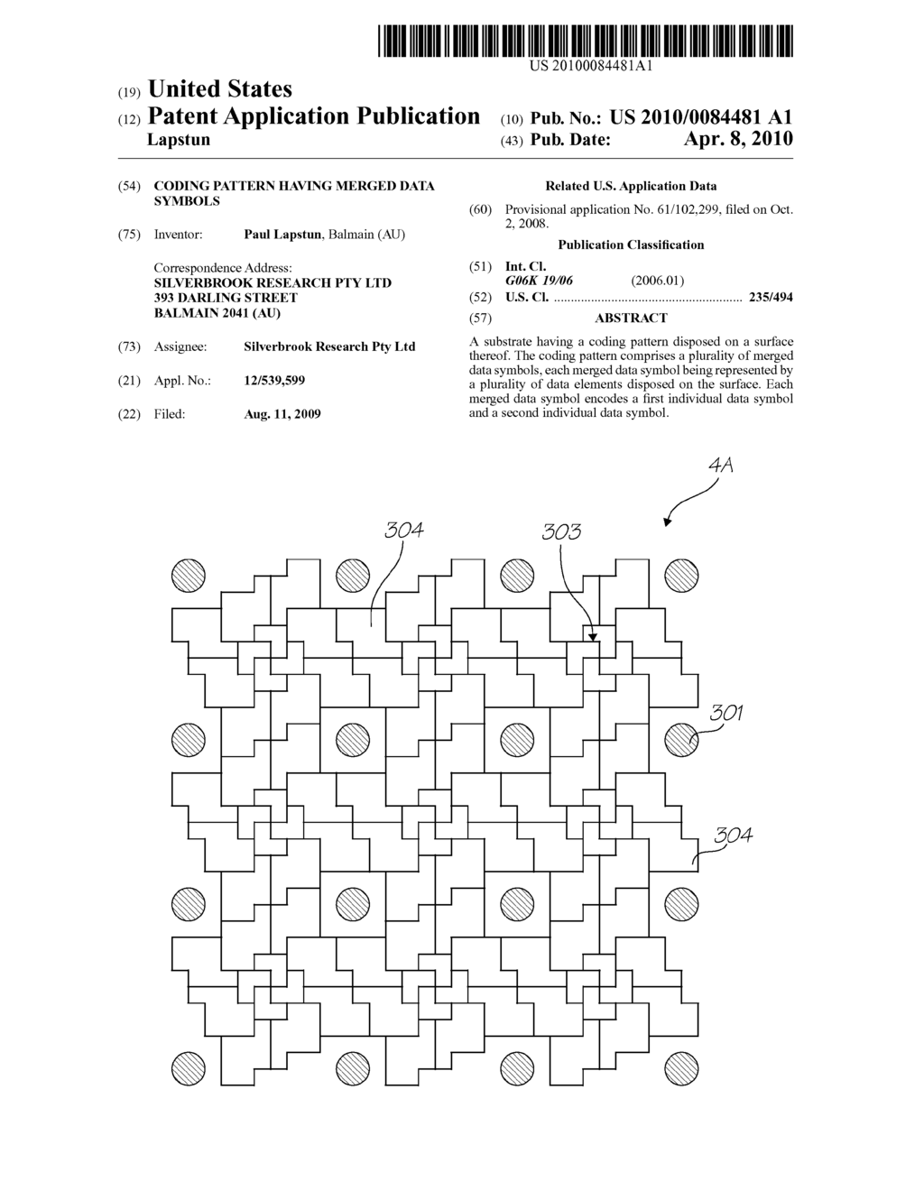 CODING PATTERN HAVING MERGED DATA SYMBOLS - diagram, schematic, and image 01