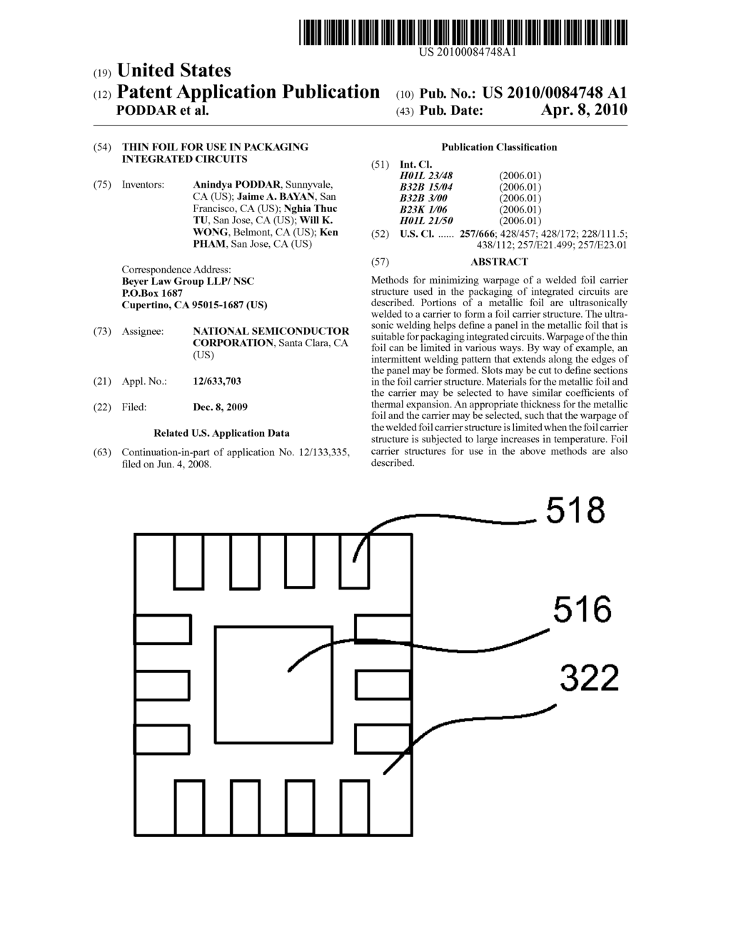 THIN FOIL FOR USE IN PACKAGING INTEGRATED CIRCUITS - diagram, schematic, and image 01