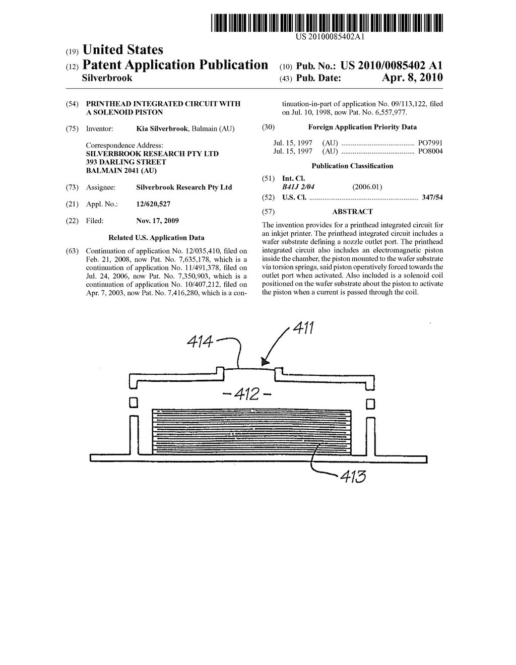 Printhead Integrated Circuit With A Solenoid Piston - diagram, schematic, and image 01