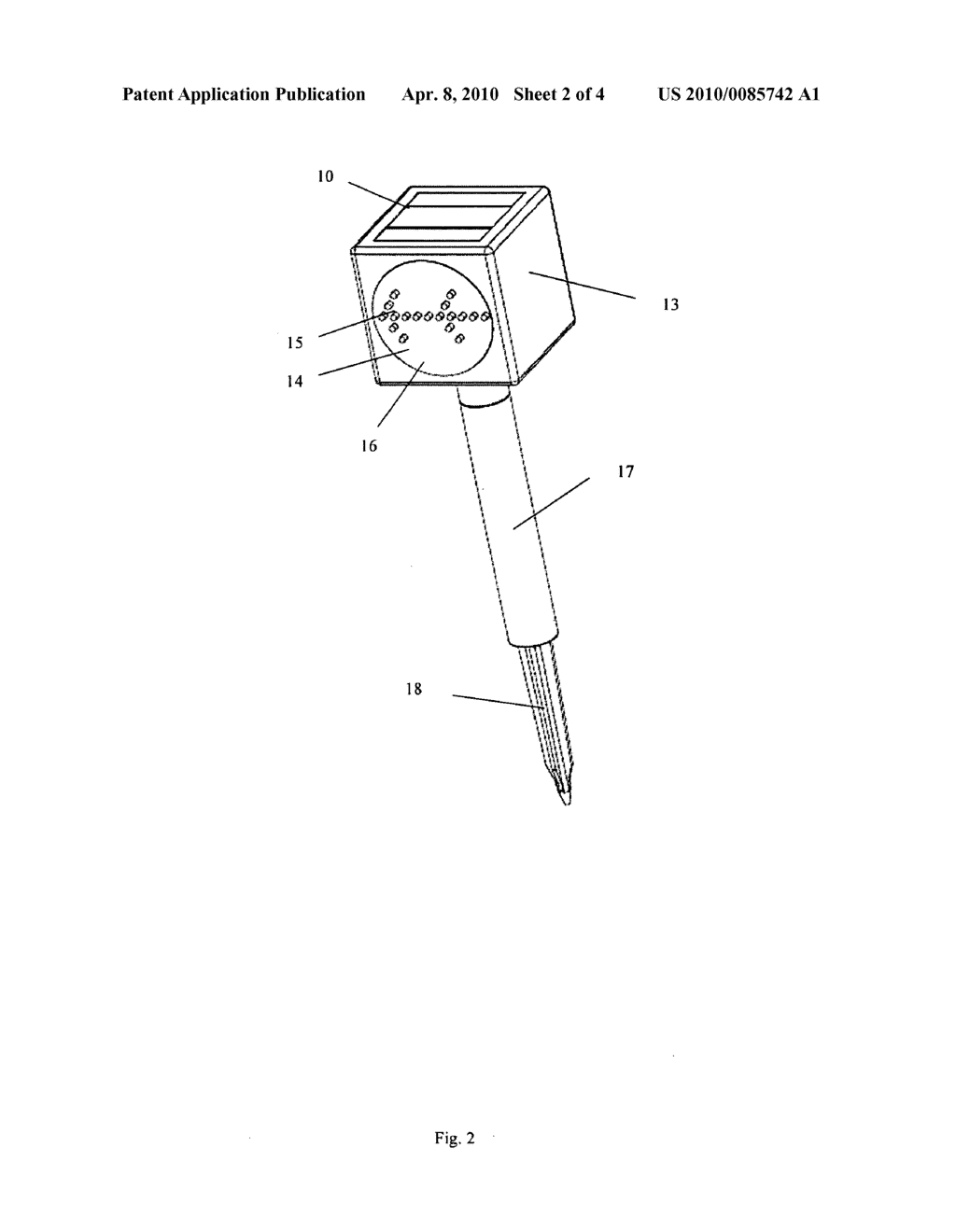 Solar powered garden light with rotatable direction indicating lights - diagram, schematic, and image 03