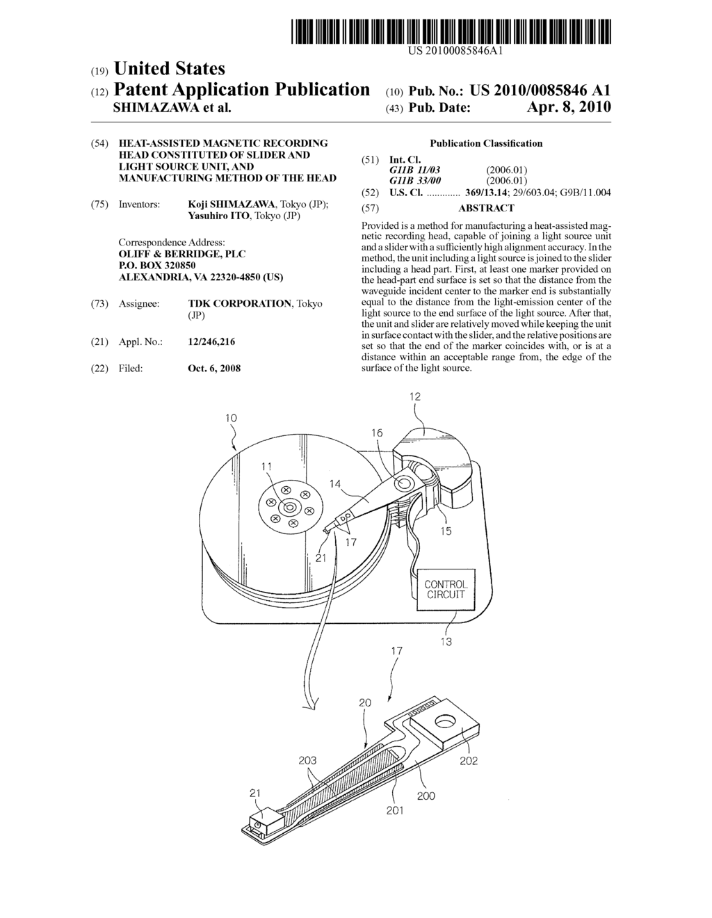 HEAT-ASSISTED MAGNETIC RECORDING HEAD CONSTITUTED OF SLIDER AND LIGHT SOURCE UNIT, AND MANUFACTURING METHOD OF THE HEAD - diagram, schematic, and image 01