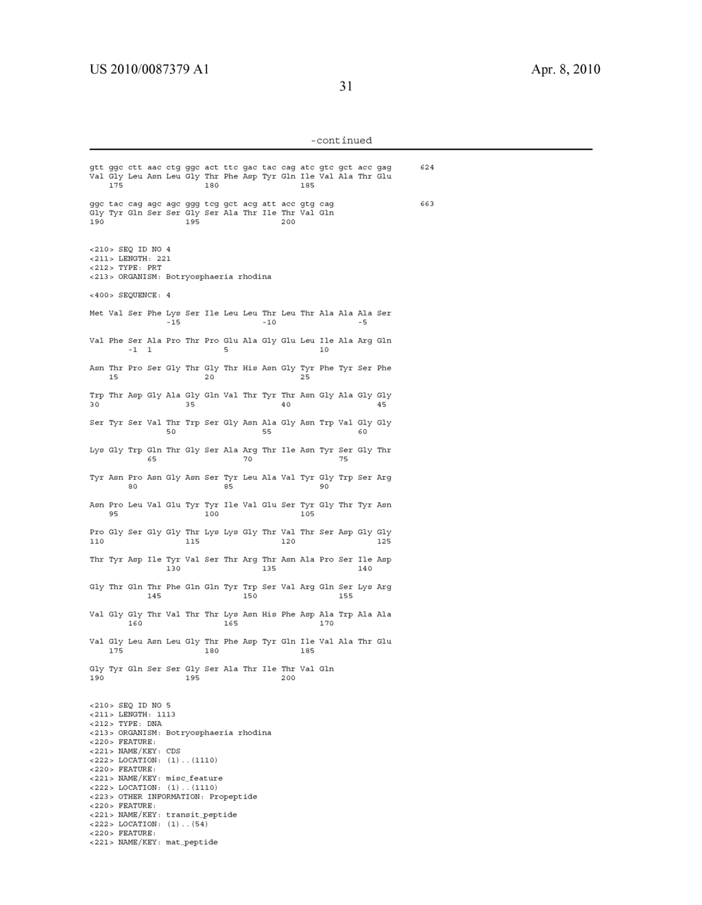 POLYPEPTIDES OF BOTRYOSPHAERIA RHODINA - diagram, schematic, and image 32