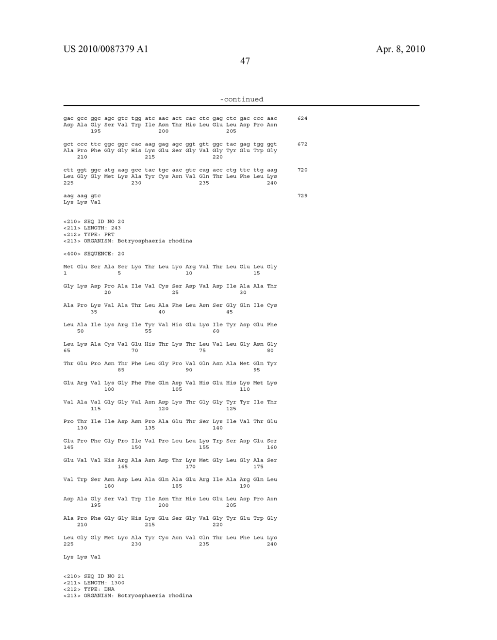 POLYPEPTIDES OF BOTRYOSPHAERIA RHODINA - diagram, schematic, and image 48