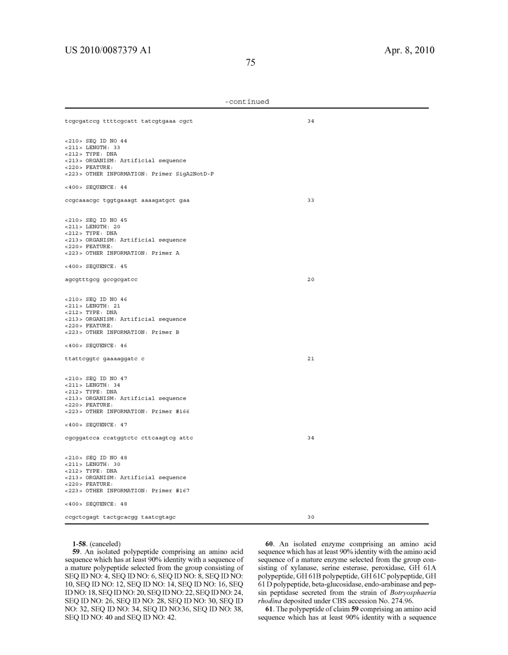 POLYPEPTIDES OF BOTRYOSPHAERIA RHODINA - diagram, schematic, and image 76