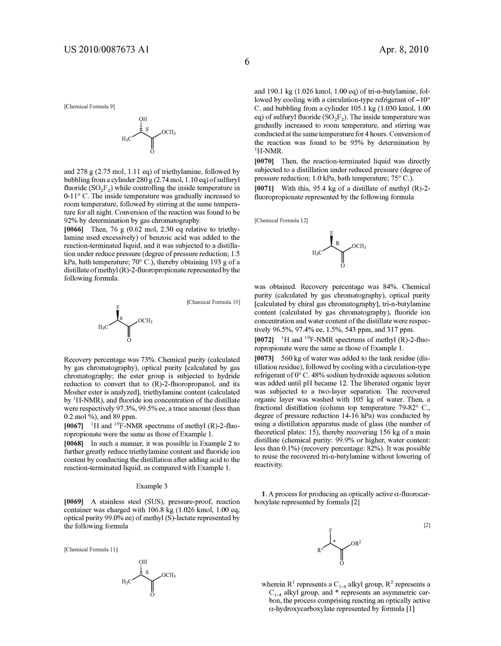 PROCESS FOR PRODUCING OPTICALLY ACTIVE alpha-FLUOROCARBOXYLATE ESTER - diagram, schematic, and image 07