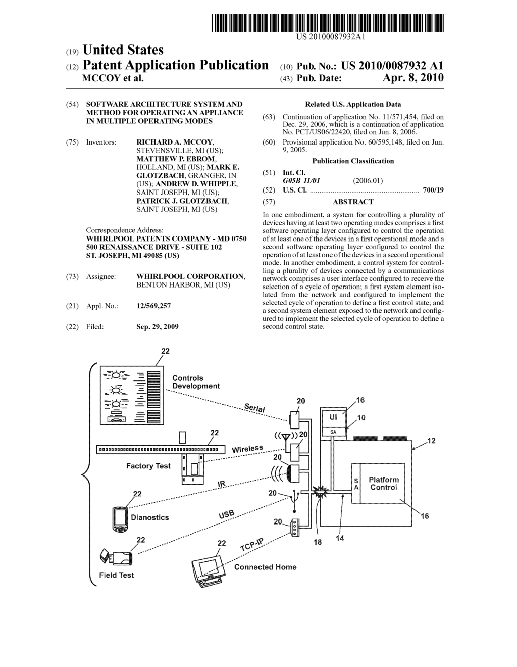 SOFTWARE ARCHITECTURE SYSTEM AND METHOD FOR OPERATING AN APPLIANCE IN MULTIPLE OPERATING MODES - diagram, schematic, and image 01