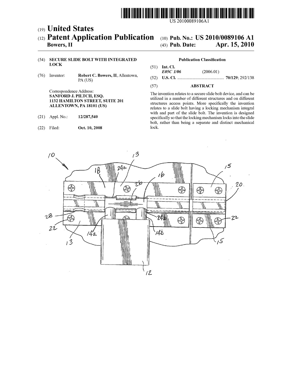 Secure slide bolt with integrated lock - diagram, schematic, and image 01