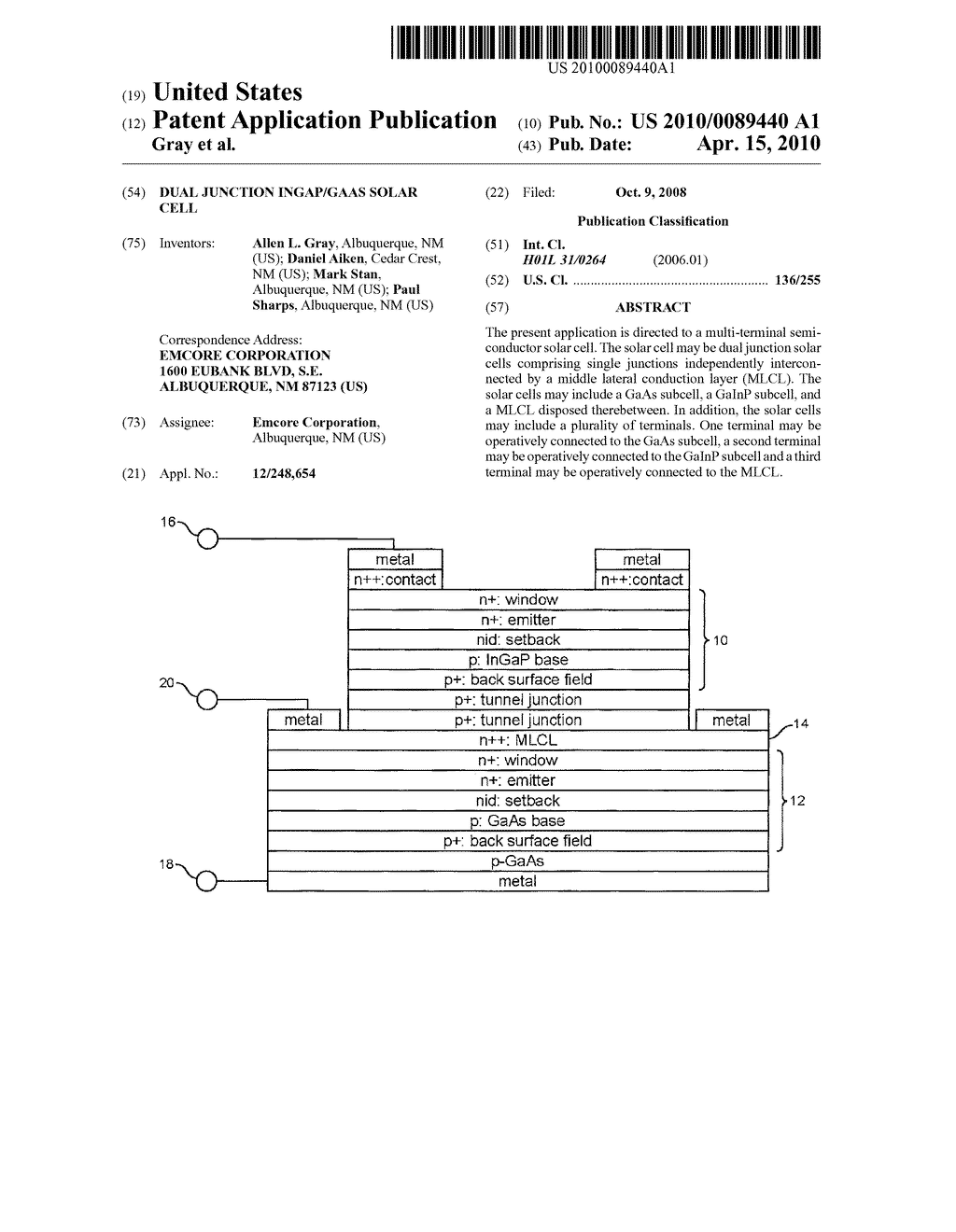 Dual Junction InGaP/GaAs Solar Cell - diagram, schematic, and image 01