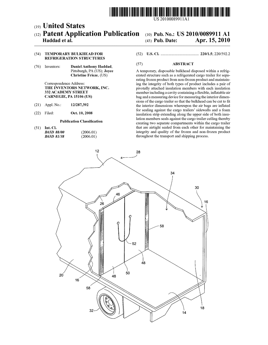 Temporary bulkhead for refrigeration structures - diagram, schematic, and image 01