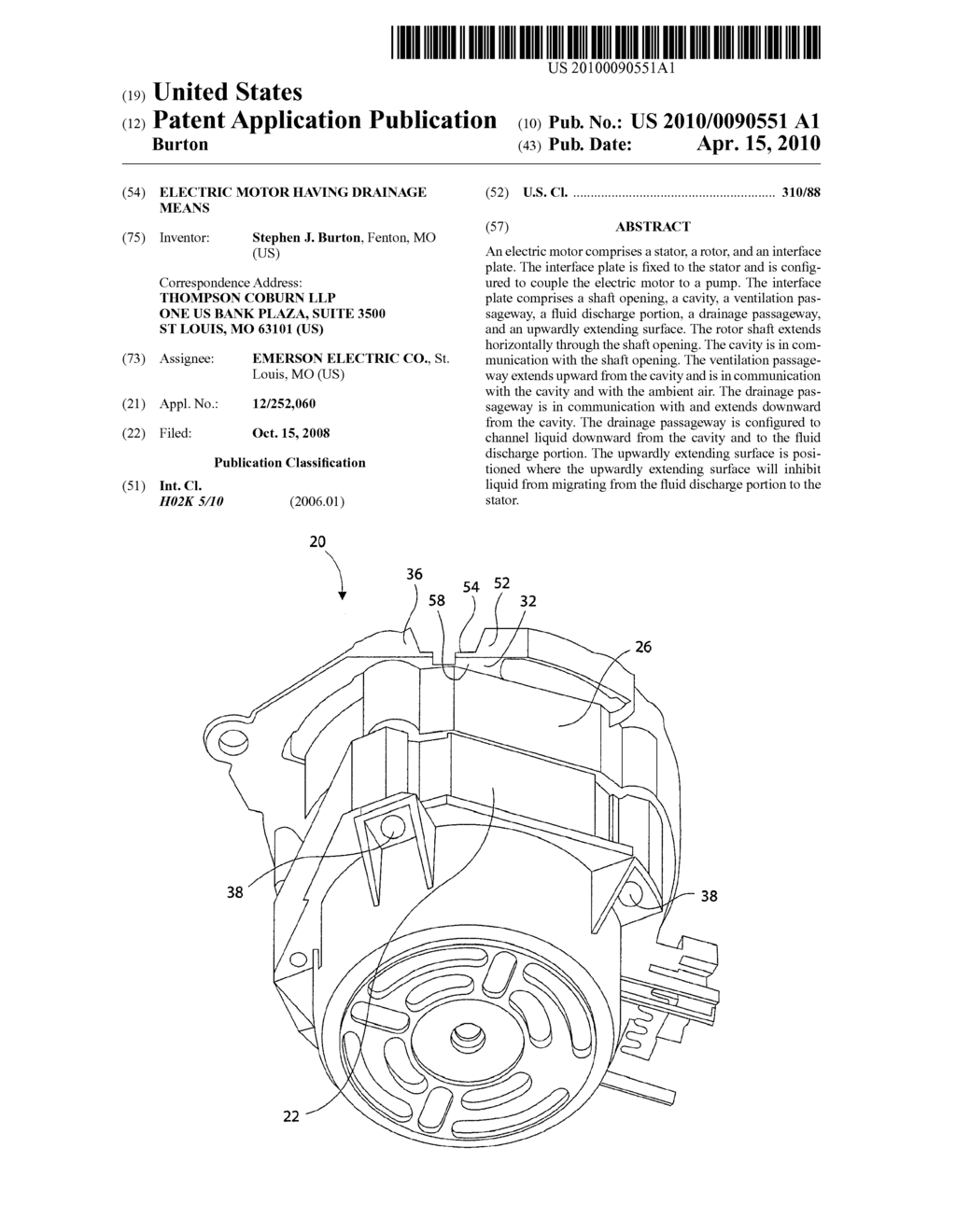 Electric Motor Having Drainage Means - diagram, schematic, and image 01