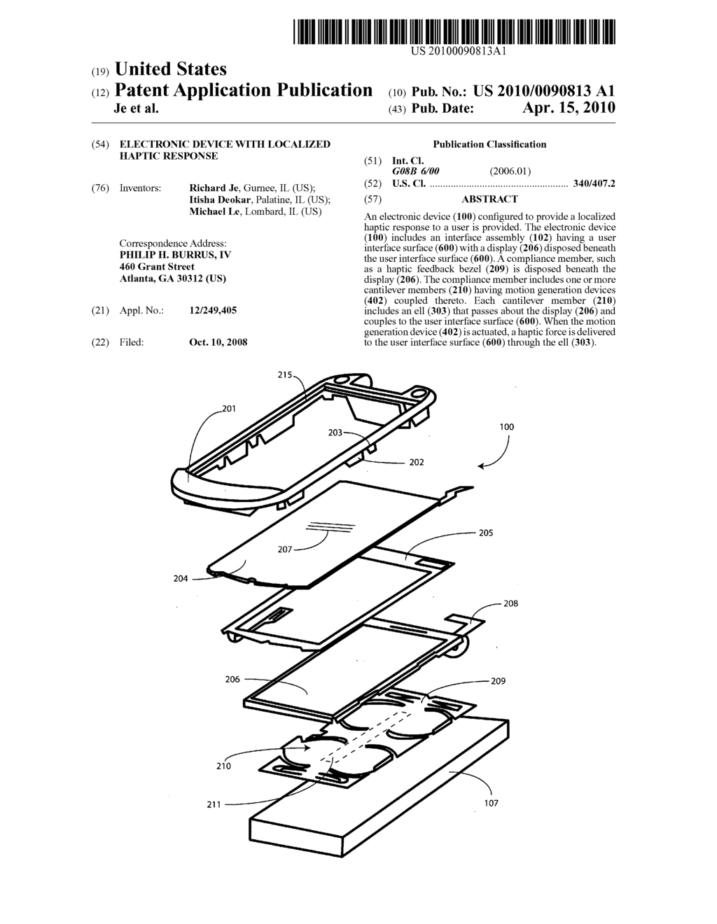 Electronic Device with Localized Haptic Response - diagram, schematic, and image 01