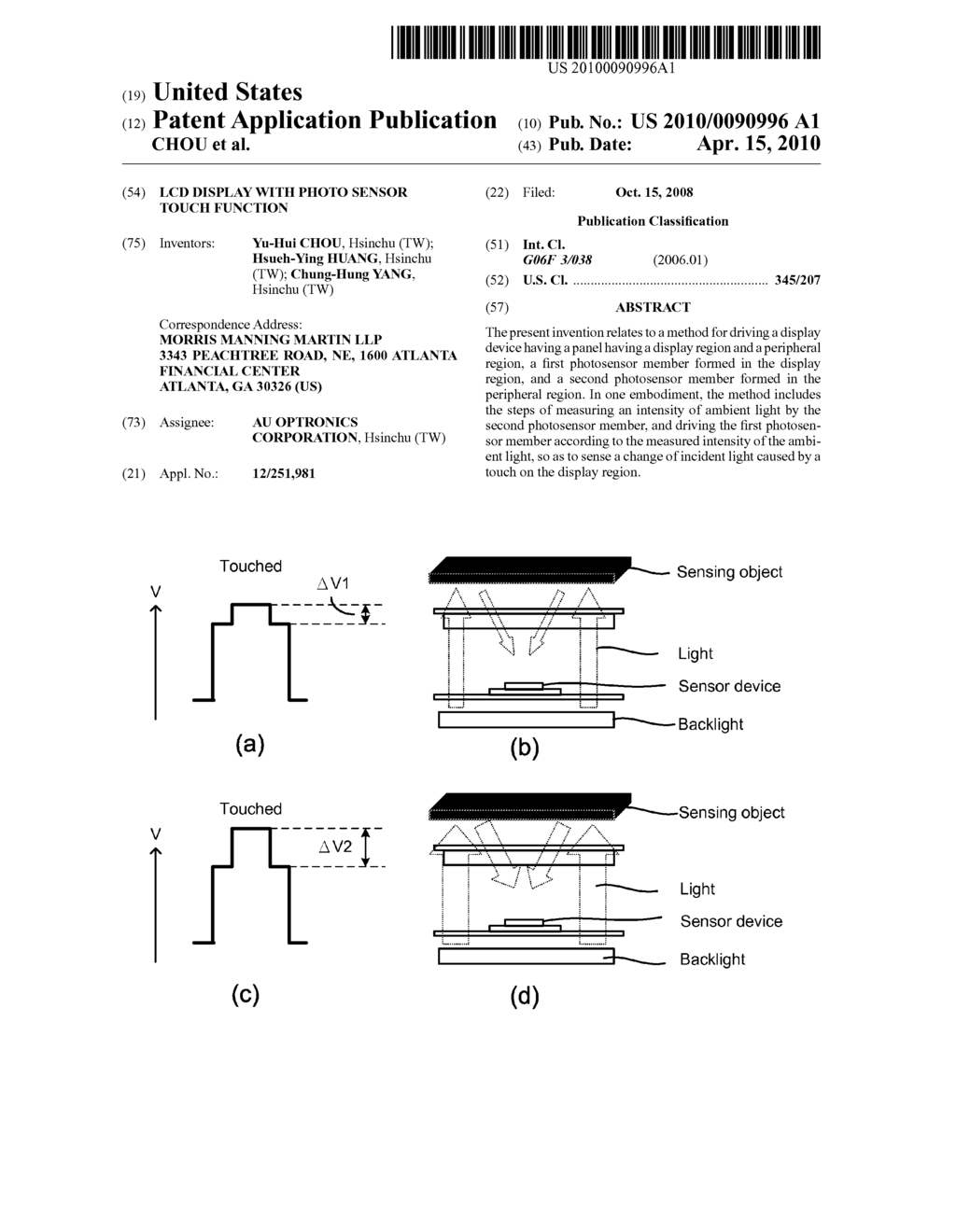 LCD DISPLAY WITH PHOTO SENSOR TOUCH FUNCTION - diagram, schematic, and image 01