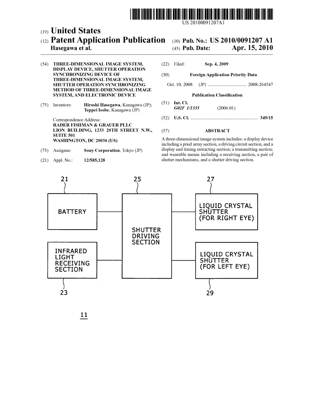 Three-dimensional image system, display device, shutter operation synchronizing device of three-dimensional image system, shutter operation synchronizing method of three-dimensional image system, and electronic device - diagram, schematic, and image 01