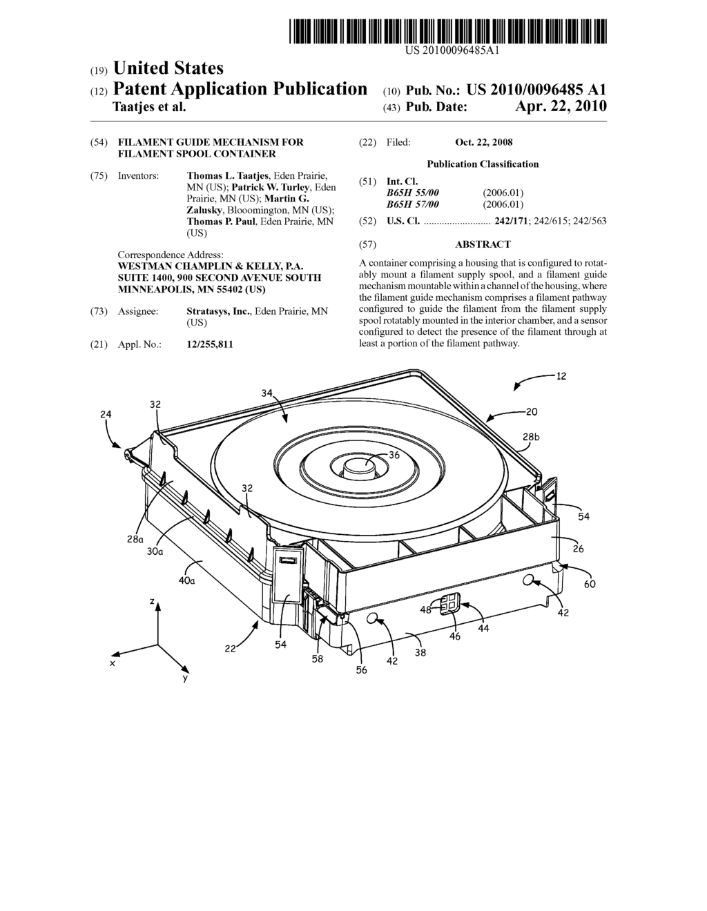 FILAMENT GUIDE MECHANISM FOR FILAMENT SPOOL CONTAINER - diagram, schematic, and image 01