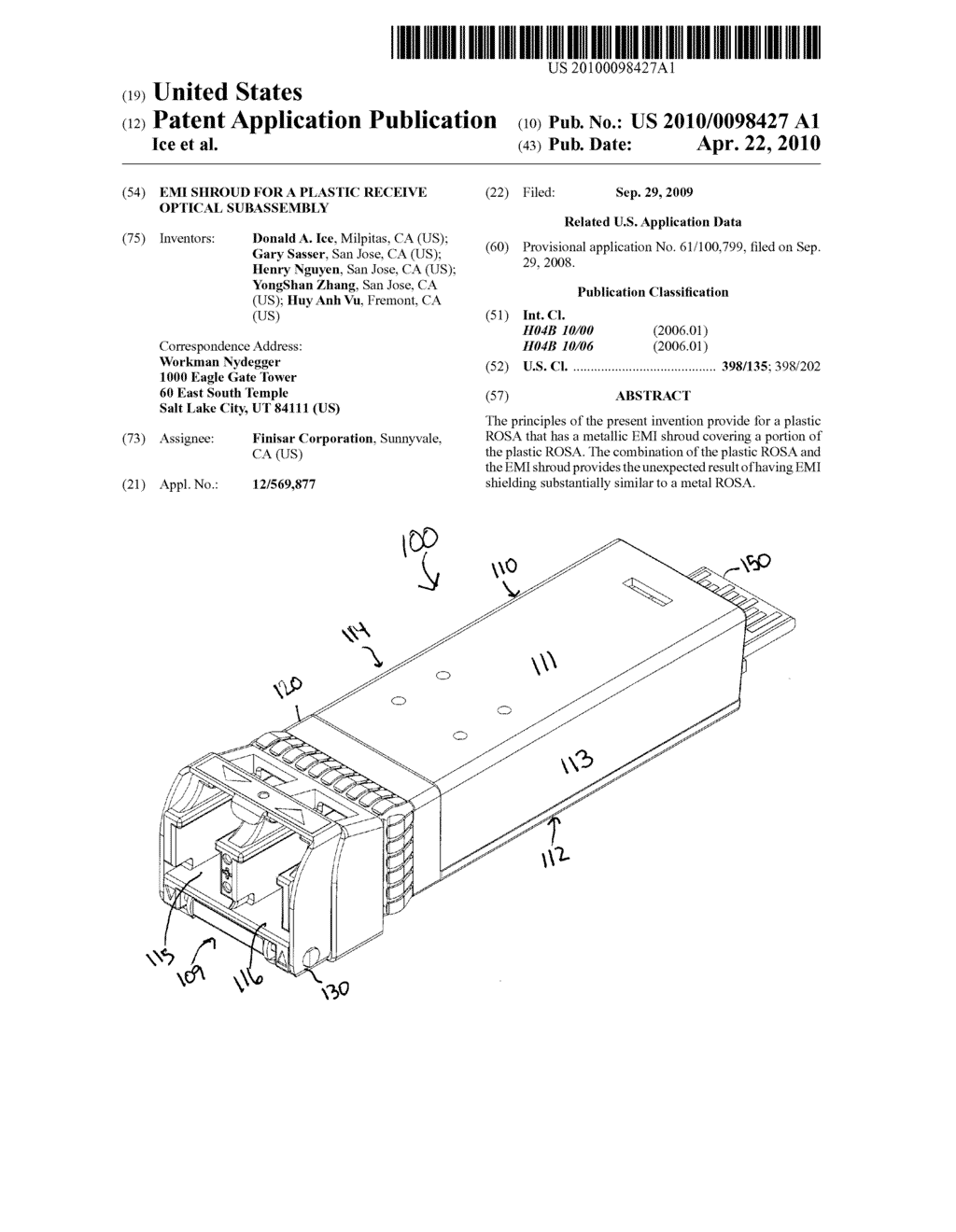 EMI SHROUD FOR A PLASTIC RECEIVE OPTICAL SUBASSEMBLY - diagram, schematic, and image 01