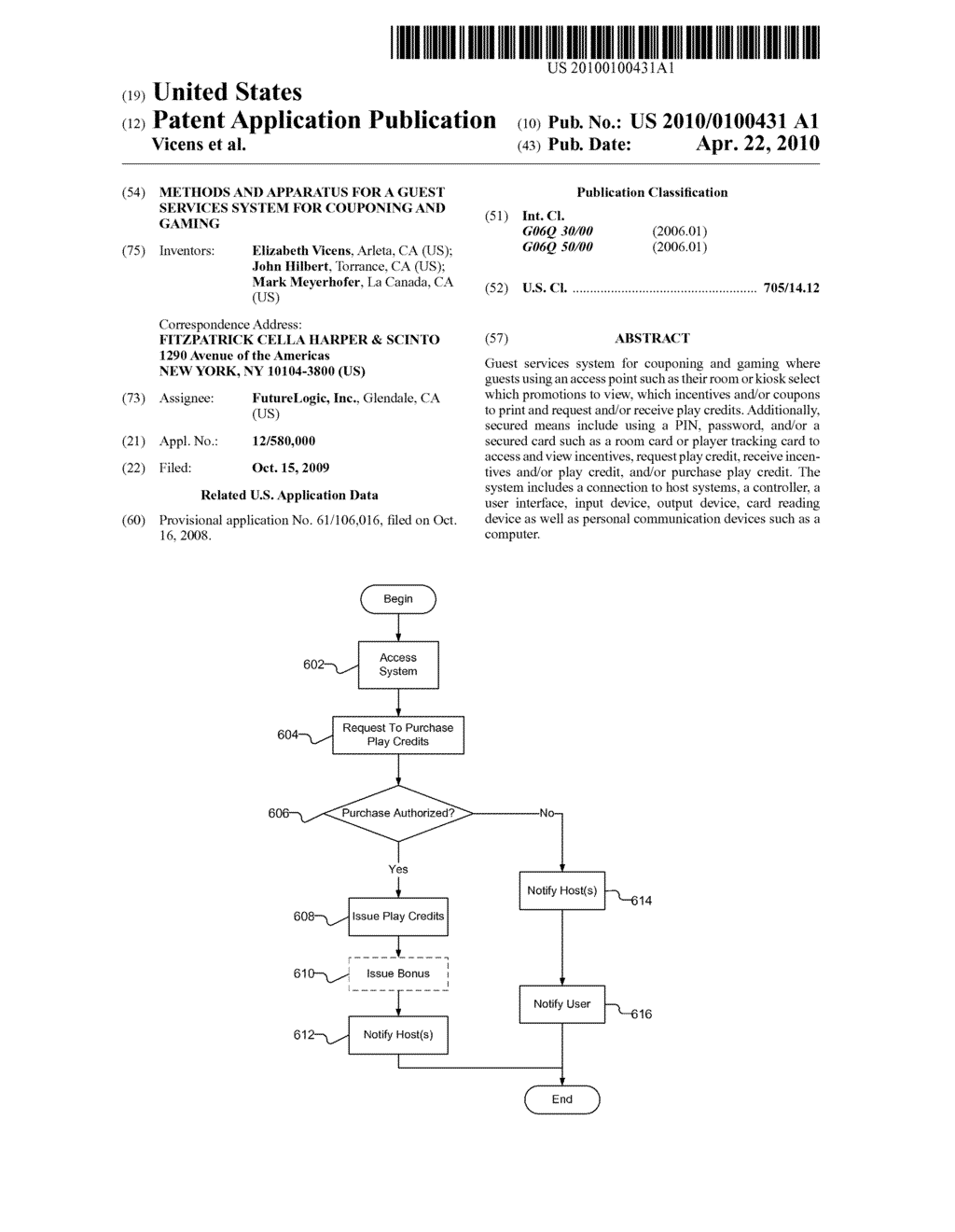 METHODS AND APPARATUS FOR A GUEST SERVICES SYSTEM FOR COUPONING AND GAMING - diagram, schematic, and image 01