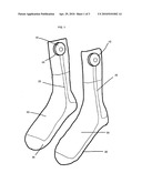 Sock with electronic muscle stimulator integrated, massage socks diagram and image