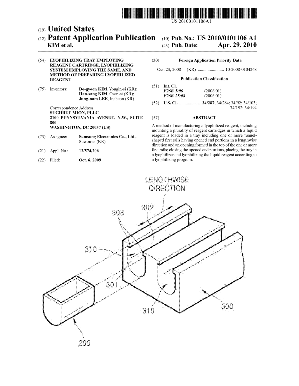 LYOPHILIZING TRAY EMPLOYING REAGENT CARTRIDGE, LYOPHILIZING SYSTEM EMPLOYING THE SAME, AND METHOD OF PREPARING LYOPHILIZED REAGENT - diagram, schematic, and image 01