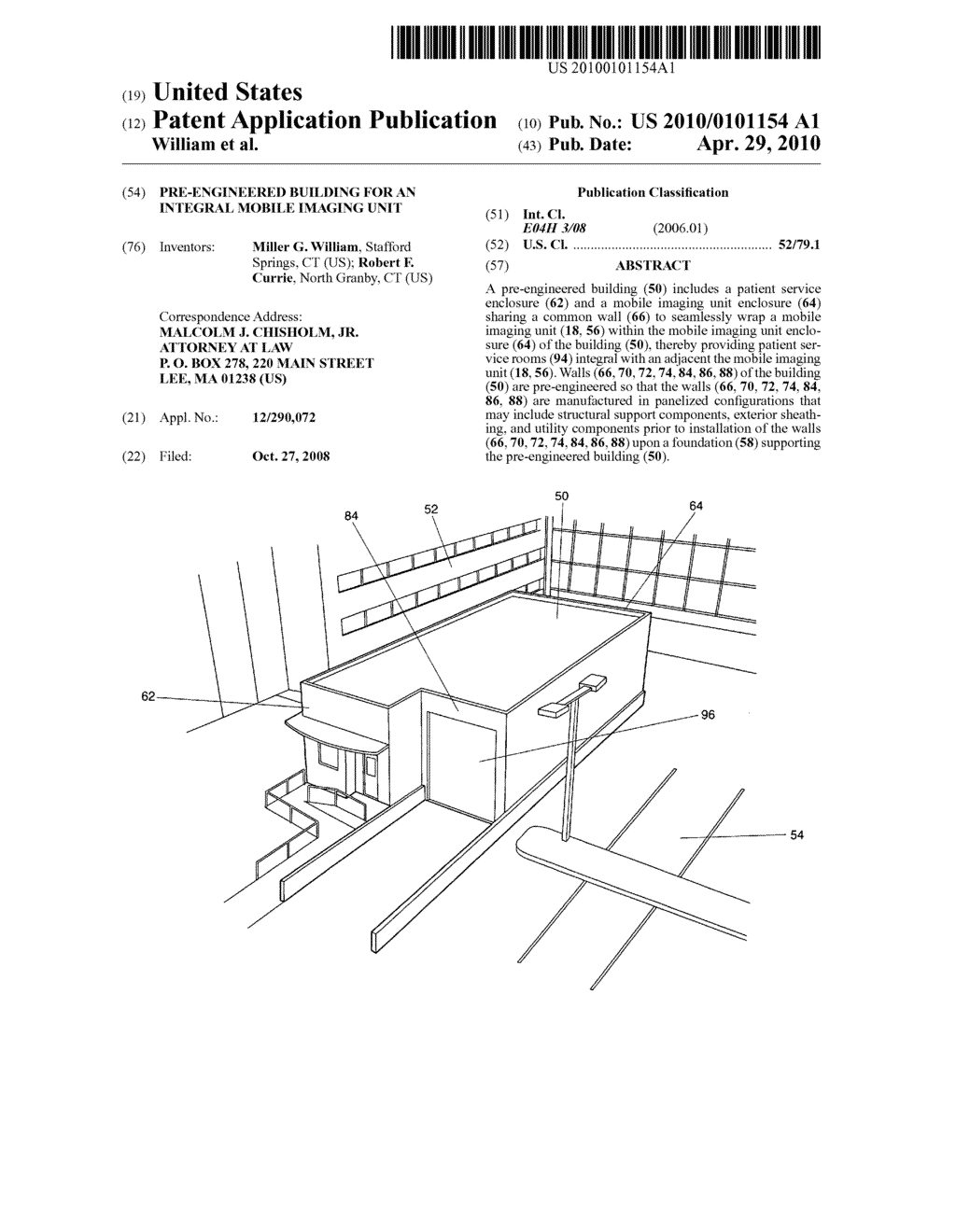 Pre-engineered building for an integral mobile imaging unit - diagram, schematic, and image 01