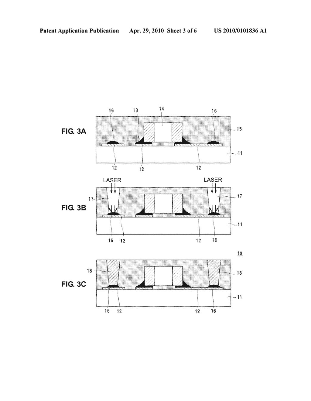 METHOD OF FORMING HOLE FOR INTERLAYER CONNECTION CONDUCTOR, METHOD OF PRODUCING RESIN SUBSTRATE AND COMPONENT-INCORPORATED SUBSTRATE, AND RESIN SUBSTRATE AND COMPONENT-INCORPORATED SUBSTRATE - diagram, schematic, and image 04