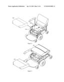 Portable Powered Mobility Device with Removable Cushions To Improve Foldability diagram and image