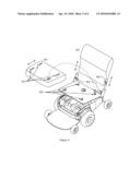 Portable Powered Mobility Device with Removable Cushions To Improve Foldability diagram and image