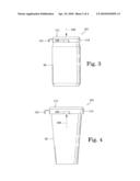 Container lid with pivoting gate valve and linear actuator diagram and image