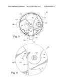 Container lid with pivoting gate valve and linear actuator diagram and image