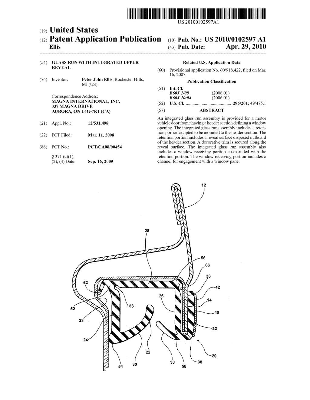 Glass Run With Integrated Upper Reveal - diagram, schematic, and image 01