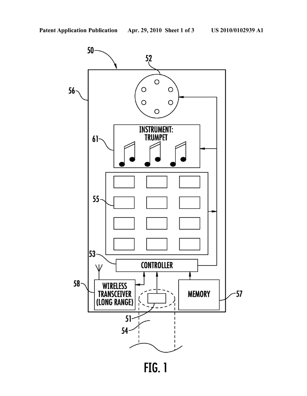 ELECTRONIC DEVICE INCLUDING FINGER MOVEMENT BASED MUSICAL TONE GENERATION AND RELATED METHODS - diagram, schematic, and image 02