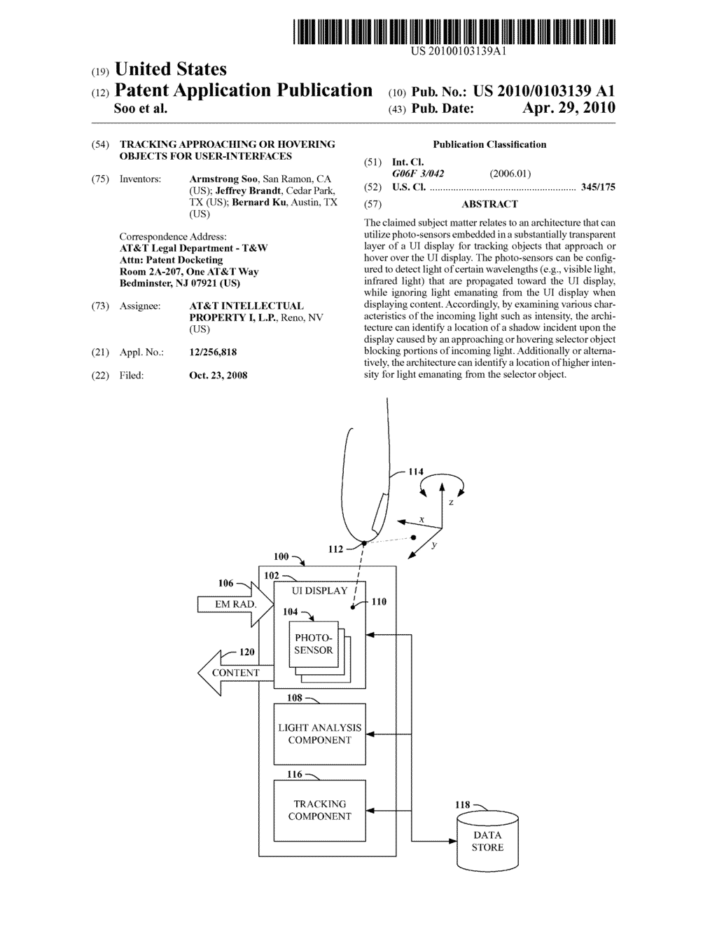 TRACKING APPROACHING OR HOVERING OBJECTS FOR USER-INTERFACES - diagram, schematic, and image 01