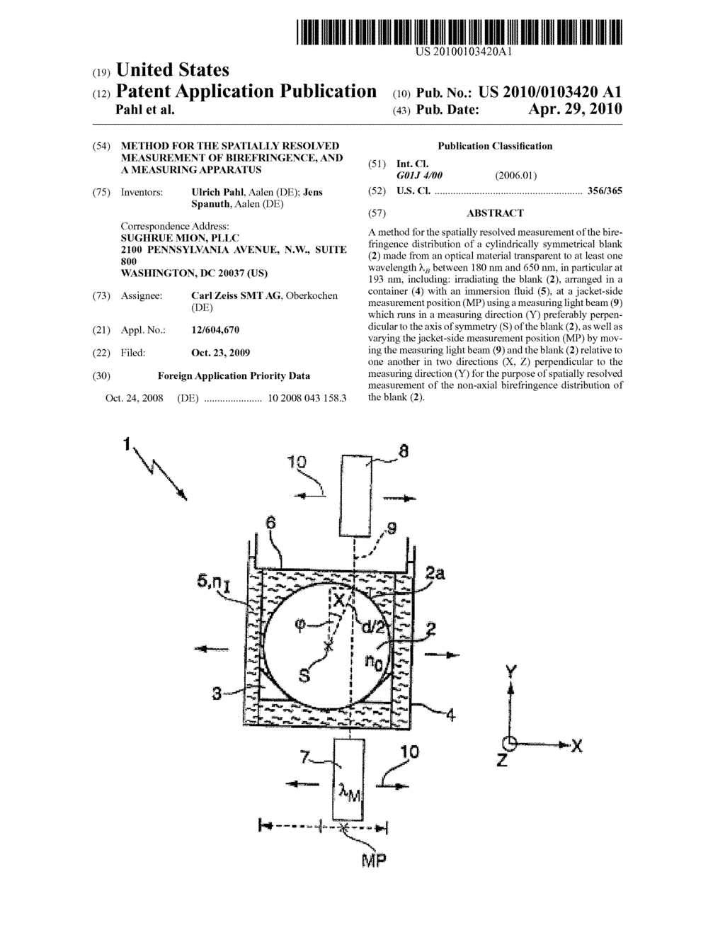 METHOD FOR THE SPATIALLY RESOLVED MEASUREMENT OF BIREFRINGENCE, AND A MEASURING APPARATUS - diagram, schematic, and image 01