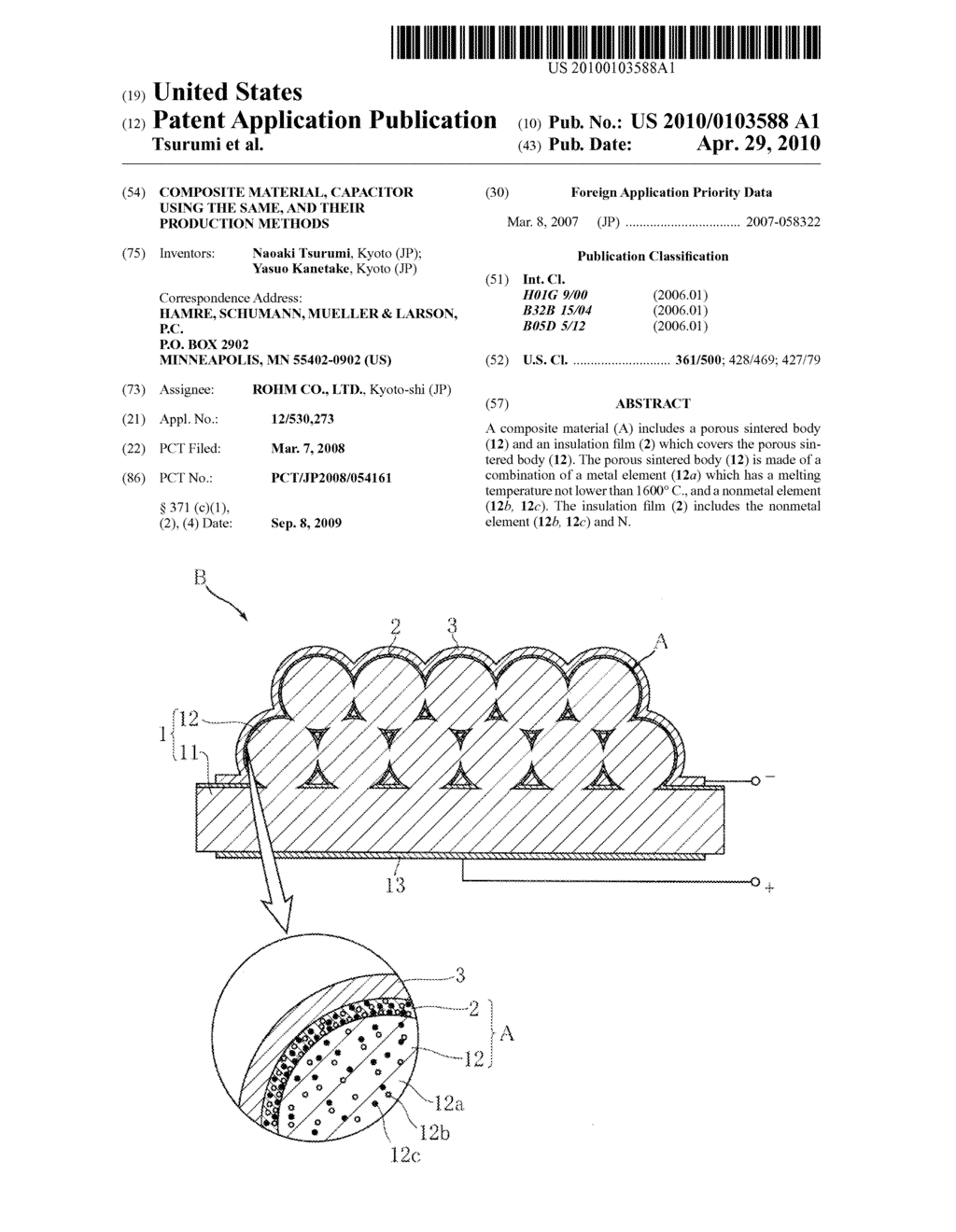 COMPOSITE MATERIAL, CAPACITOR USING THE SAME, AND THEIR PRODUCTION METHODS - diagram, schematic, and image 01