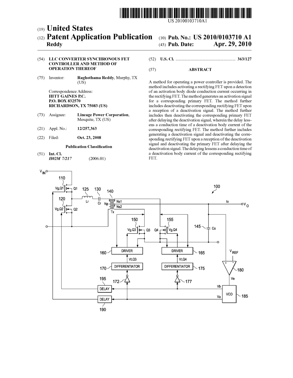 LLC CONVERTER SYNCHRONOUS FET CONTROLLER AND METHOD OF OPERATION THEREOF - diagram, schematic, and image 01