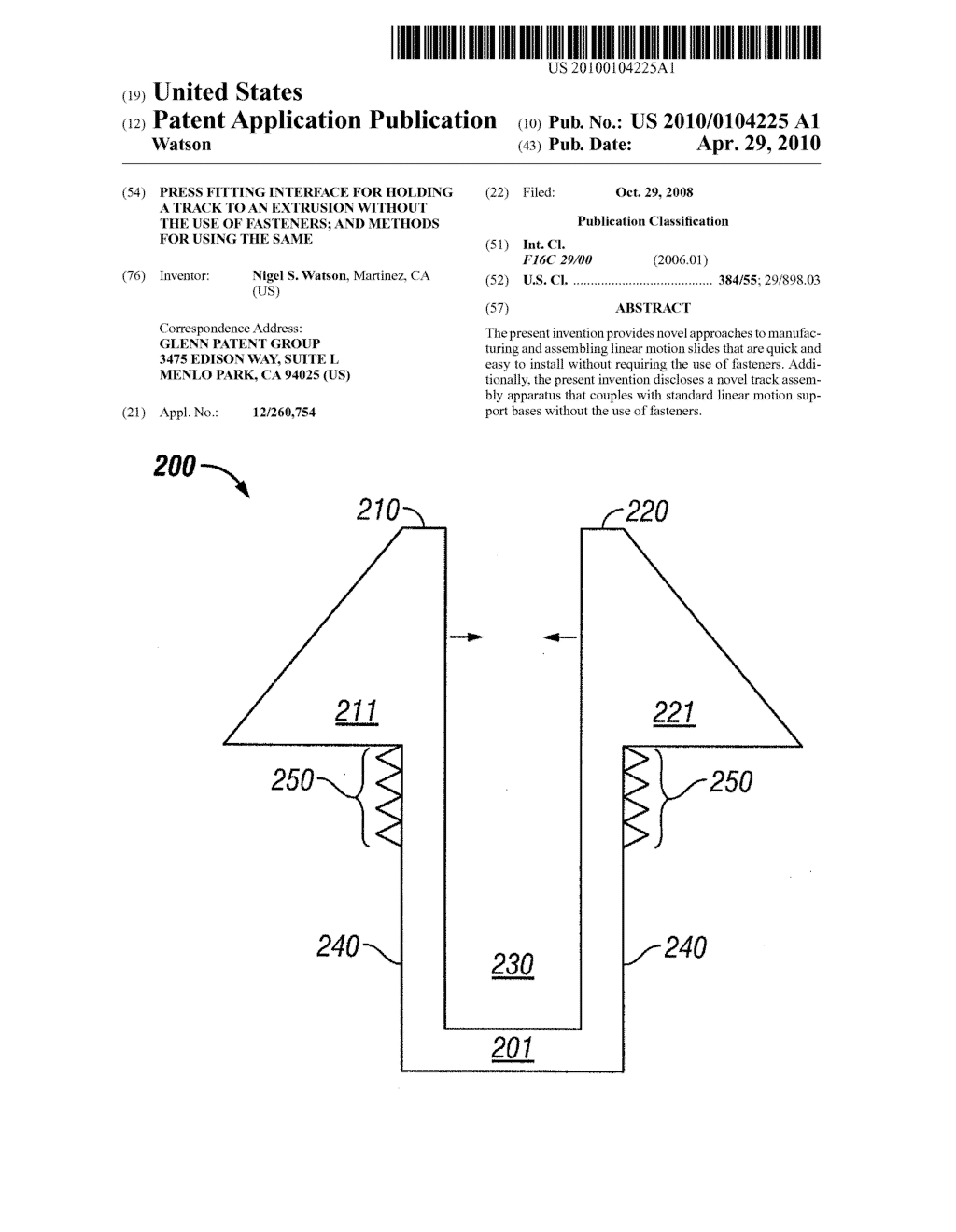 Press Fitting Interface for Holding a Track to an Extrusion Without the Use of Fasteners; and Methods for Using the Same - diagram, schematic, and image 01