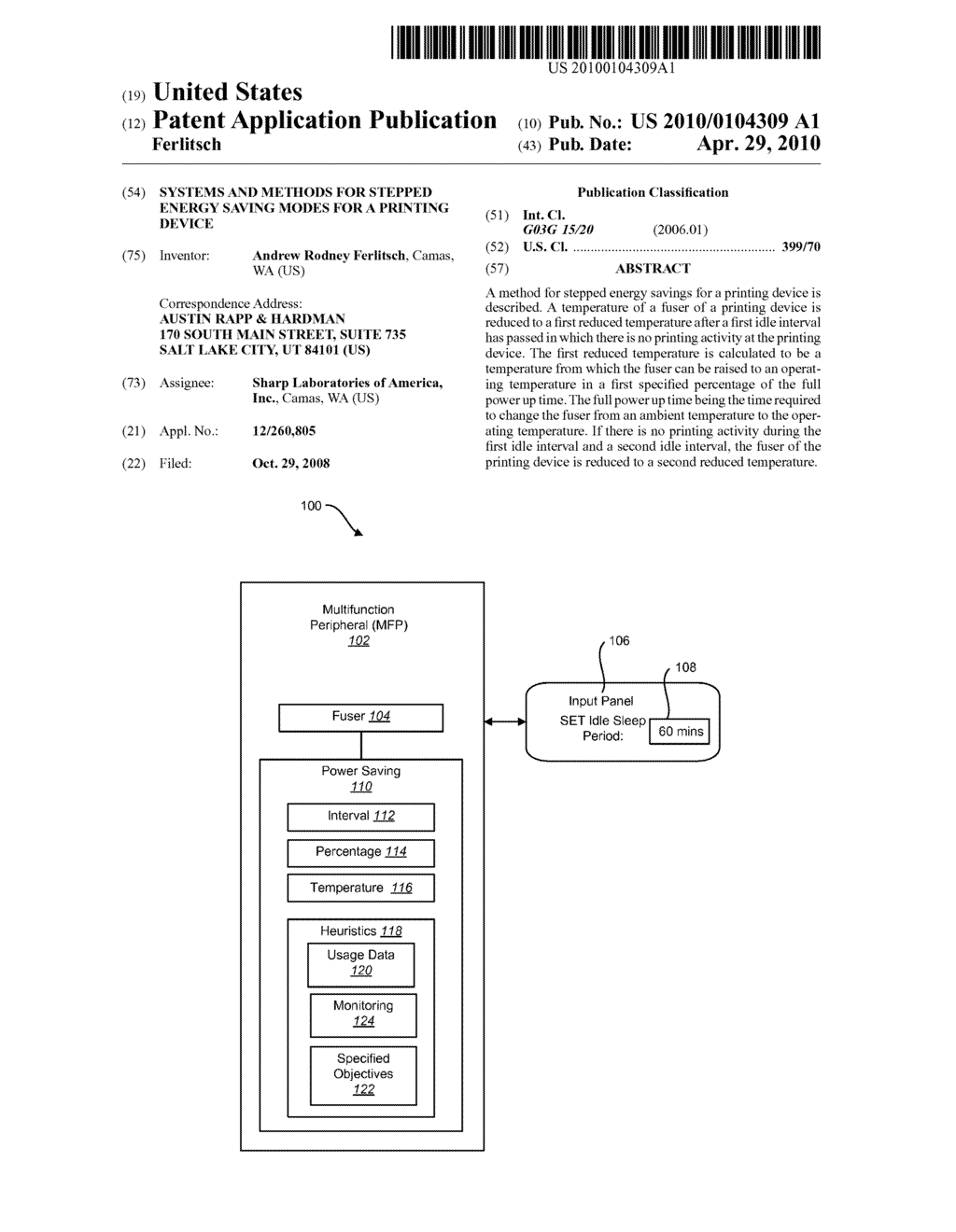 SYSTEMS AND METHODS FOR STEPPED ENERGY SAVING MODES FOR A PRINTING DEVICE - diagram, schematic, and image 01