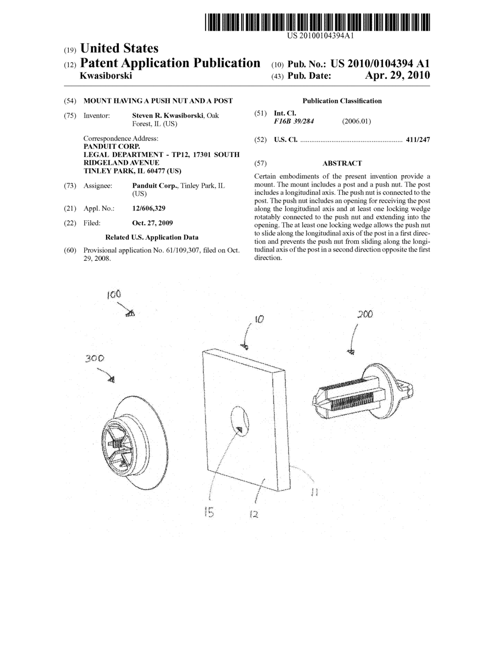 MOUNT HAVING A PUSH NUT AND A POST - diagram, schematic, and image 01