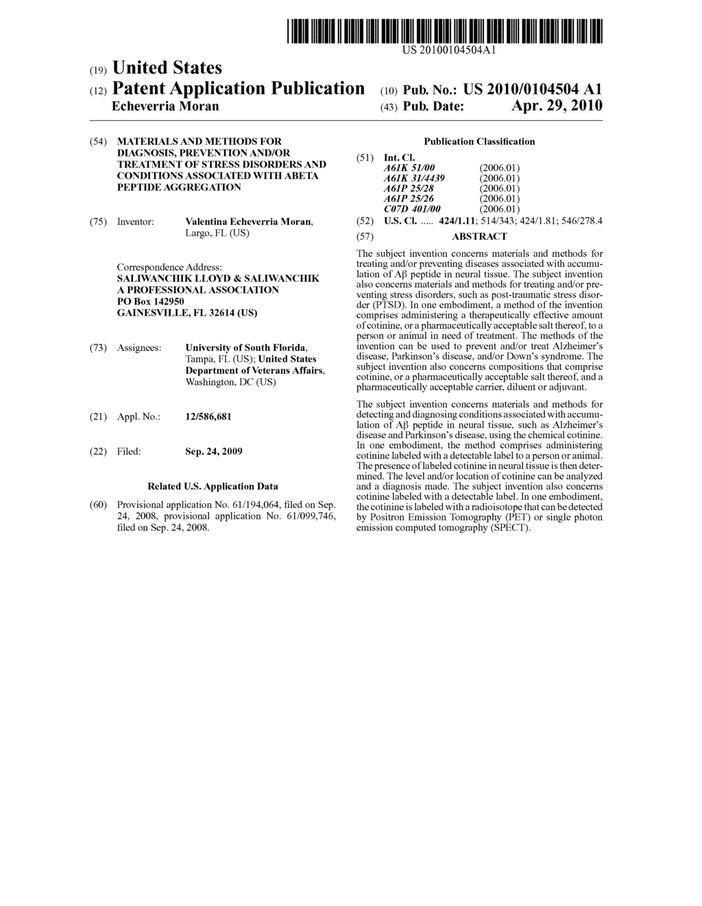 Materials and methods for diagnosis, prevention and/or treatment of stress disorders and conditions associated with abeta peptide aggregation - diagram, schematic, and image 01