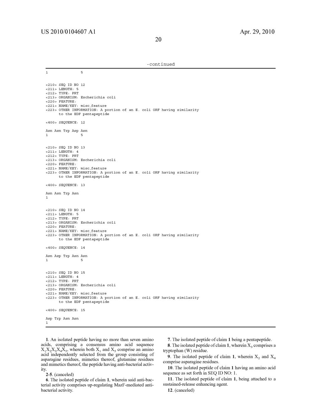 ANTI-BACTERIAL PEPTIDES AND METHODS OF TREATING DISEASES USING SAME - diagram, schematic, and image 42