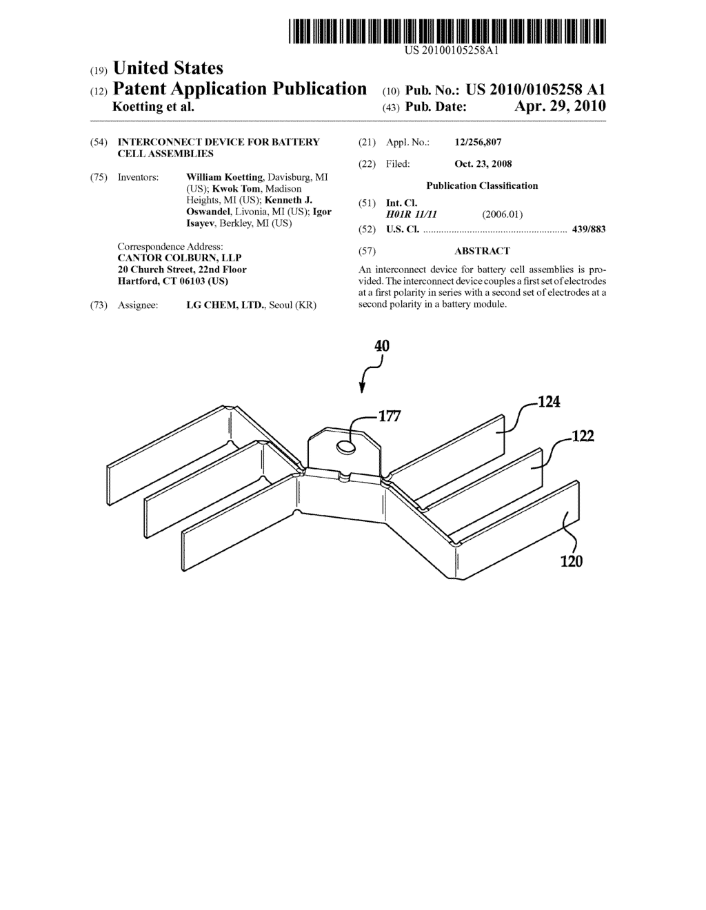 INTERCONNECT DEVICE FOR BATTERY CELL ASSEMBLIES - diagram, schematic, and image 01