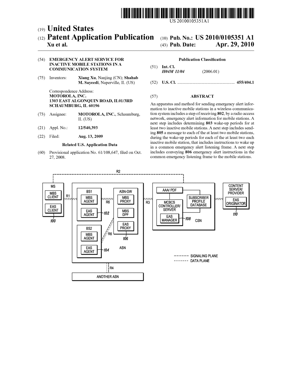 EMERGENCY ALERT SERVICE FOR INACTIVE MOBILE STATIONS IN A COMMUNICATION SYSTEM - diagram, schematic, and image 01