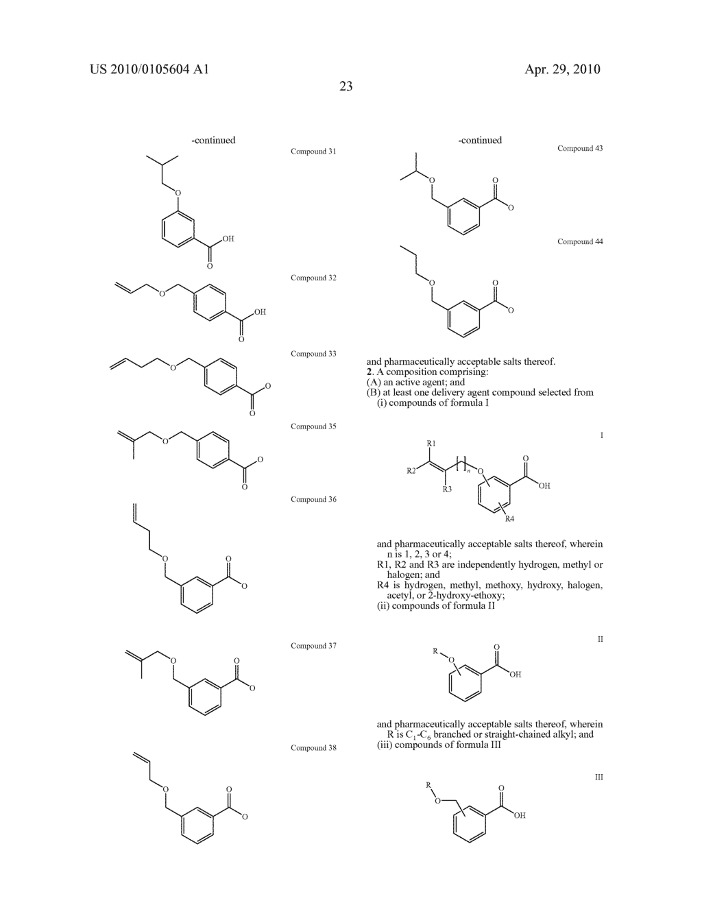 ALLYLOXY AND ALKYLOXY BENZOIC ACID DELIVERY AGENTS - diagram, schematic, and image 24