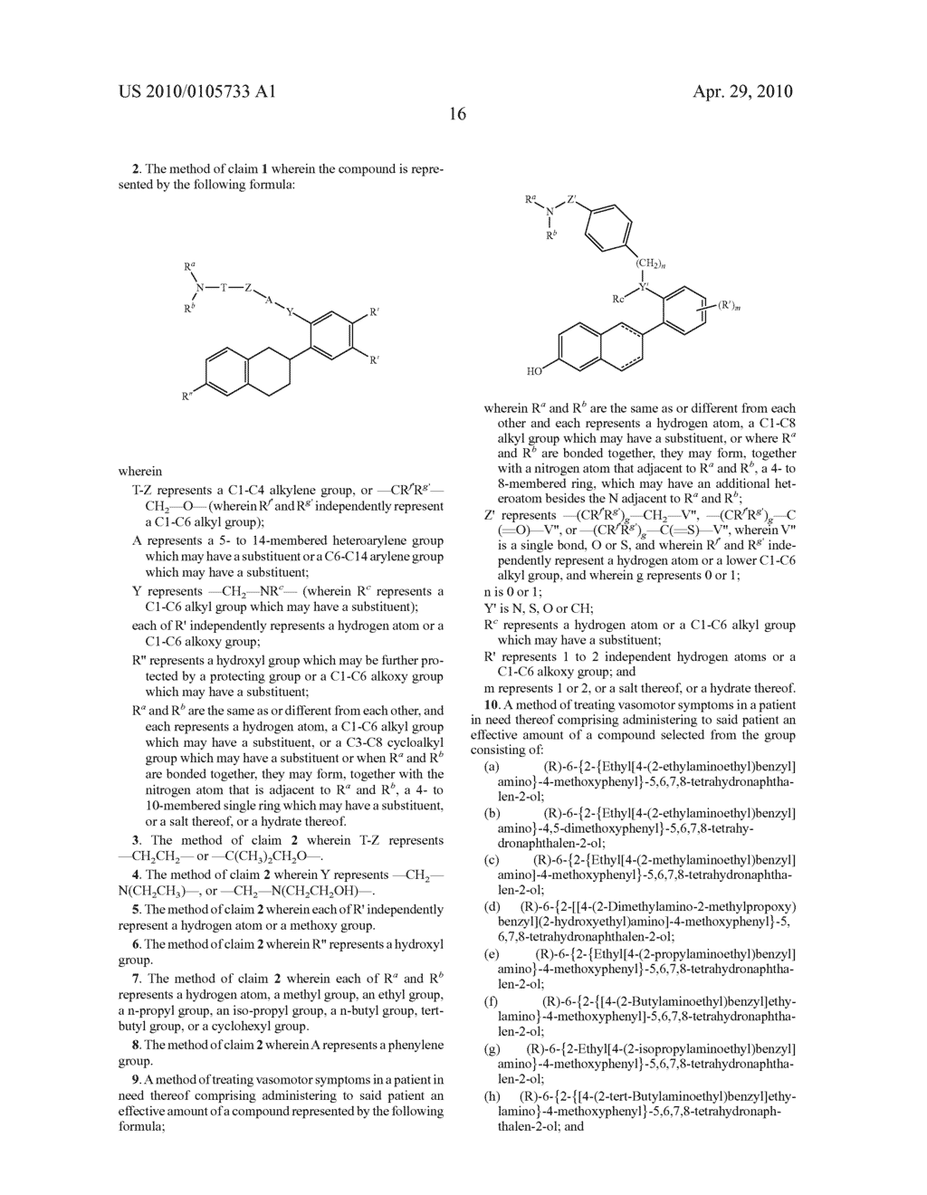 Treatment of vasomotor symptoms with selective estrogen receptor modulators - diagram, schematic, and image 20