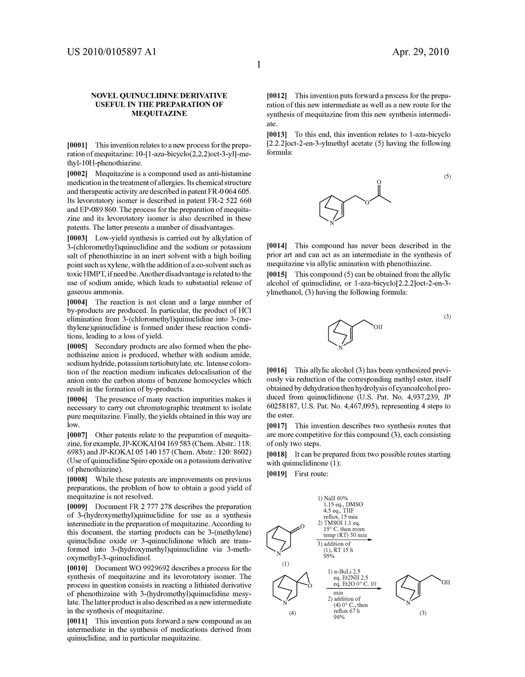 NOVEL QUINUCLIDINE DERIVATIVE USEFUL IN THE PREPARATION OF MEQUITAZINE - diagram, schematic, and image 02