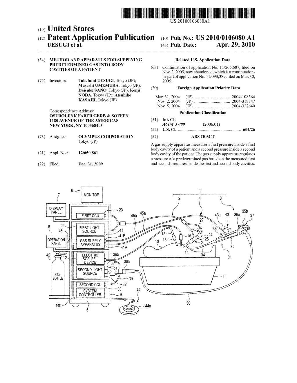 METHOD AND APPARATUS FOR SUPPLYING PREDETERMINED GAS INTO BODY CAVITIES OF A PATIENT - diagram, schematic, and image 01