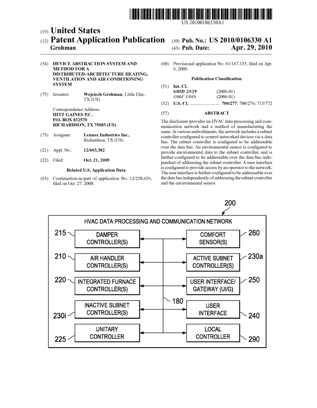 DEVICE ABSTRACTION SYSTEM AND METHOD FOR A DISTRIBUTED-ARCHITECTURE HEATING, VENTILATION AND AIR CONDITIONING SYSTEM - diagram, schematic, and image 01